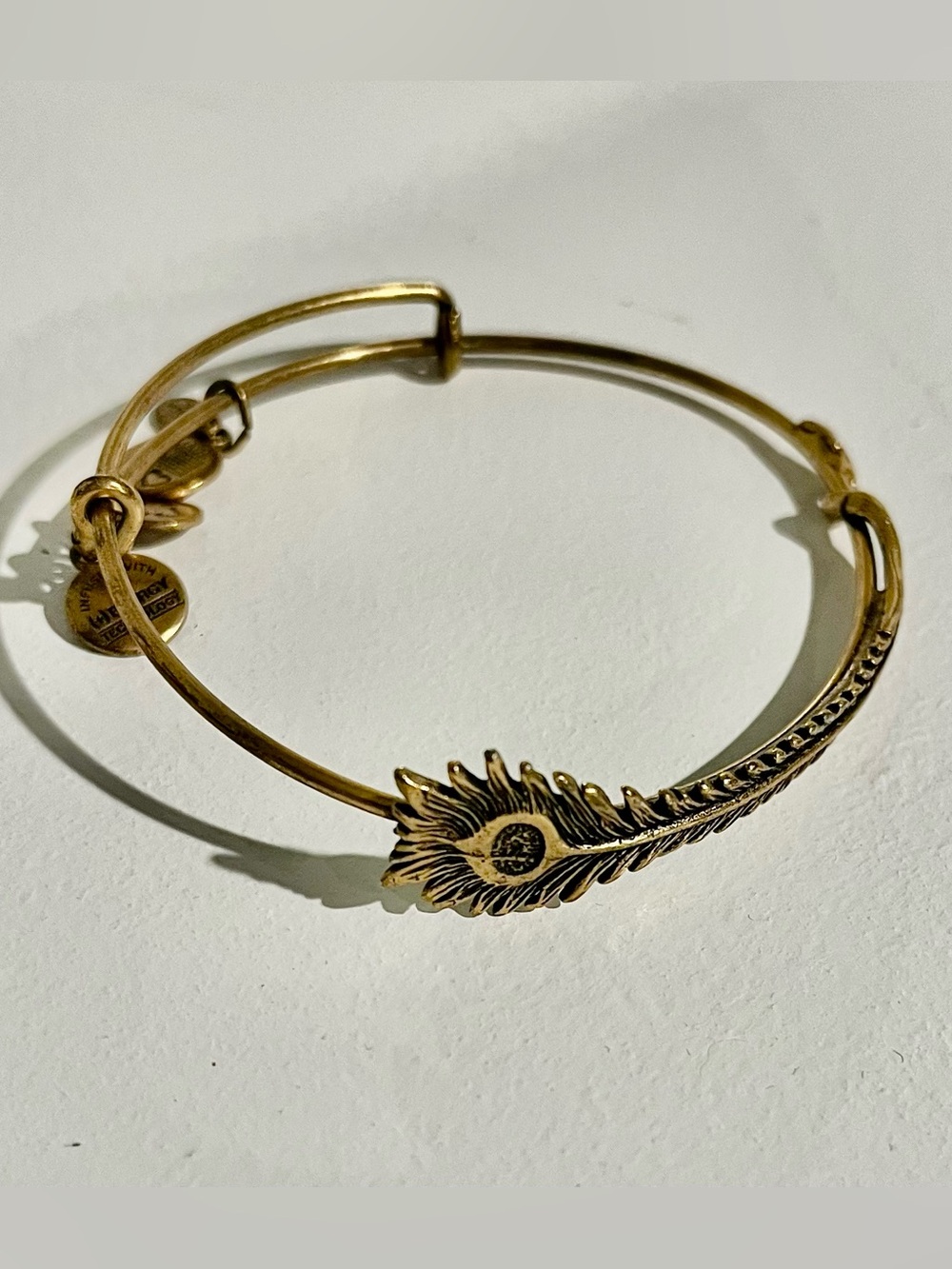 Alex and Ani Gold Feather Expandable Bangle Bracelet